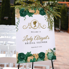 Elegant groen bloemig Victoriaans Vrijgezellenfees Poster