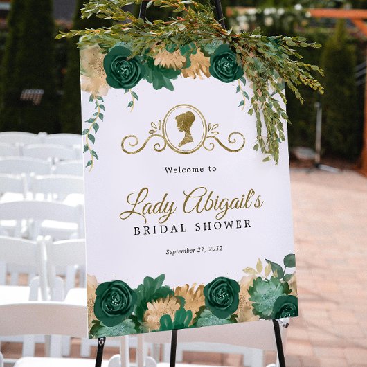 Elegant groen bloemig Victoriaans Vrijgezellenfees Poster