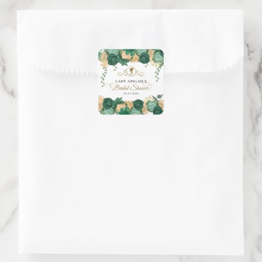 Elegant groen bloemig Victoriaans Vrijgezellenfees Vierkante Sticker (Tas)