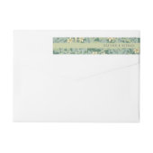 Elegant groen bloemmotief bruiloft retouradres (Achterkant)