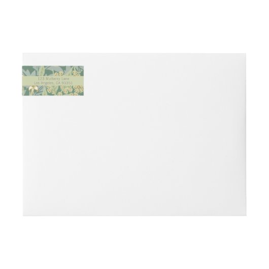 Elegant groen bloemmotief bruiloft retouradres (Voorkant)