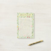 Elegant groen bloemmotief gepersonaliseerd post-it® notes (Op bureau)