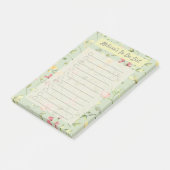 Elegant groen bloemmotief gepersonaliseerd post-it® notes (Schuin)