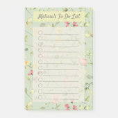 Elegant groen bloemmotief gepersonaliseerd post-it® notes (Voorkant)