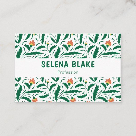 Elegant groen bloemontwerp | Chique en modern Visitekaartje (Voorkant)