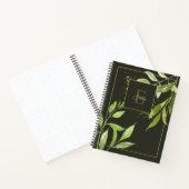 Elegant groen bloemwaterverfmonogram notitieboek (Binnen)