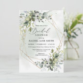 Elegant groen boho gebladerte bruiloftsdouche kaart (Staand voorkant)