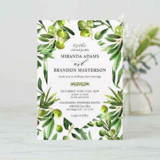 Elegant groen Boho land bruiloft Kaart (Staand voorkant)