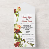 Elegant groen Boho Rozen Zomerbloemenbruiloft All In One Uitnodiging (Binnen)