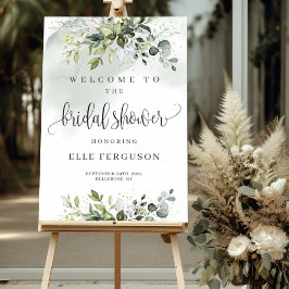 Elegant groen boho vrijgezellenfeest welkomstbord poster