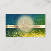 Elegant groen bokeh goud, Lotus yoga instructeur Visitekaartje (Voorkant)