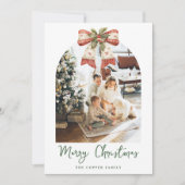 Elegant groen boog boog boog foto kerst Kaart (Voorkant)