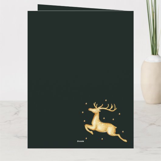 Elegant groen boog script foto kerst kaart (Achterkant)