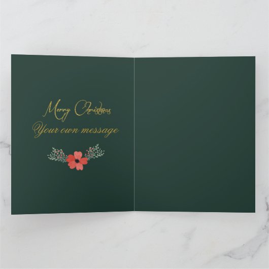 Elegant groen boog script foto kerst kaart (Binnen)