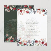 Elegant groen bordeauxrood bloem bruiloft (Voorkant / Achterkant)