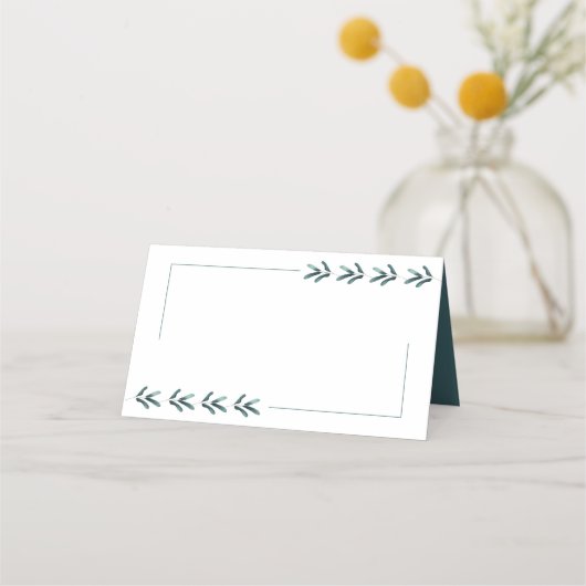 Elegant groen bos bruiloft blanco plaatskaartje (Voorkant)