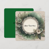 Elegant groen bosframe met bloemen kaart (Voorkant / Achterkant)