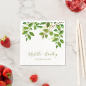 Elegant groen botanisch blad bruiloft servetten (Insitu)