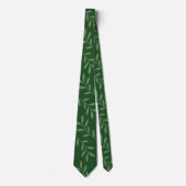 Elegant groen botanisch bladerenpatroon heren stropdas (Voorkant)