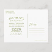 Elegant groen Botanisch gebladerte Save the Date Aankondigingskaart (Achterkant)