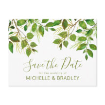 Elegant groen Botanisch gebladerte Save the Date