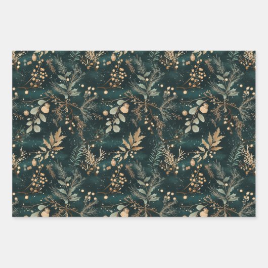 Elegant groen botanisch inpakpapier vel (Voorkant 2)