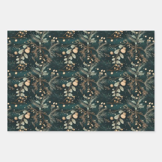 Elegant groen botanisch inpakpapier vel (Voorkant)