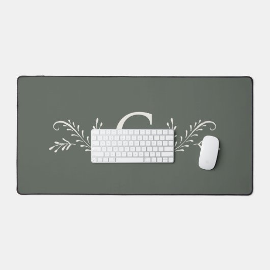 Elegant groen botanisch monogram bureaumat (Keyboard & Muis)