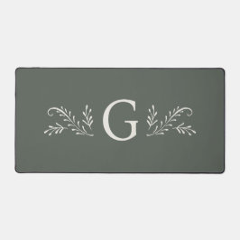 Elegant groen botanisch monogram bureaumat