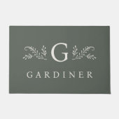 Elegant Groen Botanisch Monogram & Naam Deurmat (Voorkant)