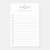 Elegant groen botanisch monogram om te doen lijst post-it® notes (Voorkant)