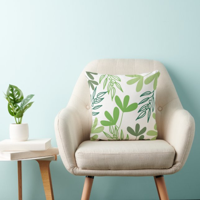 Elegant groen botanisch patroon kussen (Stoel)