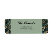 Elegant groen botanisch retouradres etiket (Voorkant)