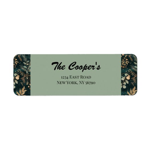 Elegant groen botanisch retouradres etiket (Voorkant)