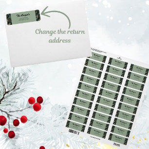 Elegant groen botanisch retouradres etiket