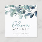 Elegant groen botanisch script naam 2 QR code Vierkante Visitekaartje (Voorkant)