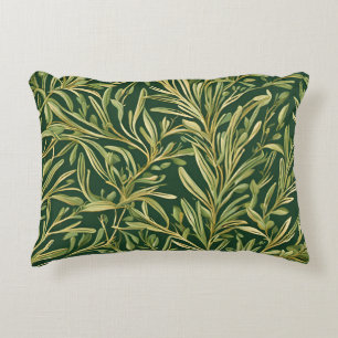 Elegant groen botanisch vintage bladpatroon accent kussen