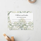 Elegant groen botanisch waterverf advies notitiekaartje (Voorkant / Achterkant in situ)