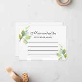 Elegant groen botanisch waterverf advies notitiekaartje (Voorkant / Achterkant in situ)