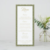 Elegant Groen Botanisch Wedding Menu (Staand voorkant)