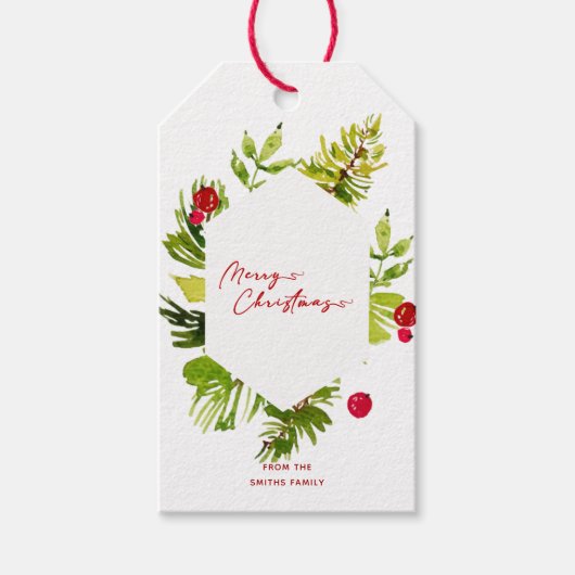 Elegant groen botanische foto cadeaulabel (Voorkant)