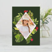 Elegant groen botanische foto feestdagenkaart (Staand voorkant)