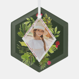 Elegant groen Botanische fotovakantie Glas Ornament