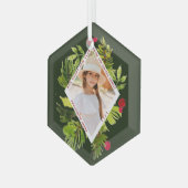 Elegant groen Botanische fotovakantie Glas Ornament (Voorkant links)