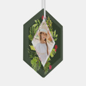 Elegant groen Botanische fotovakantie Glas Ornament (Voorkant Rechts)