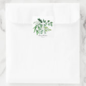 Elegant groen Botanische kruis Heilige Communie Vierkante Sticker (Tas)
