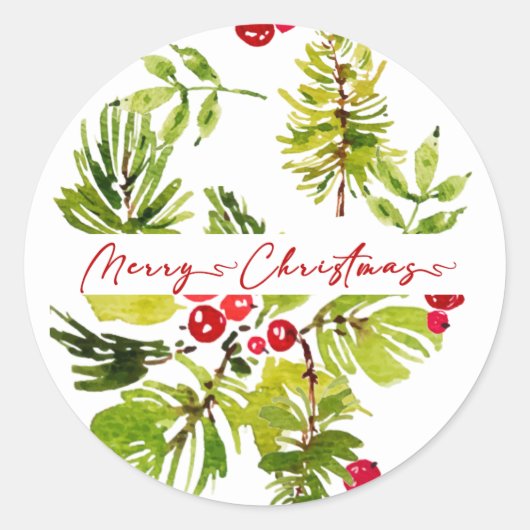 Elegant groen Botanische vakantie Ronde Sticker (Voorkant)