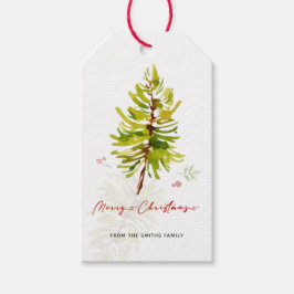 Elegant groen Botanische vrolijke kerst Cadeaulabel
