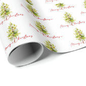 Elegant groen Botanische vrolijke kerst Cadeaupapier (Rol Hoek)