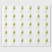 Elegant groen Botanische vrolijke kerst Cadeaupapier (Vlak)